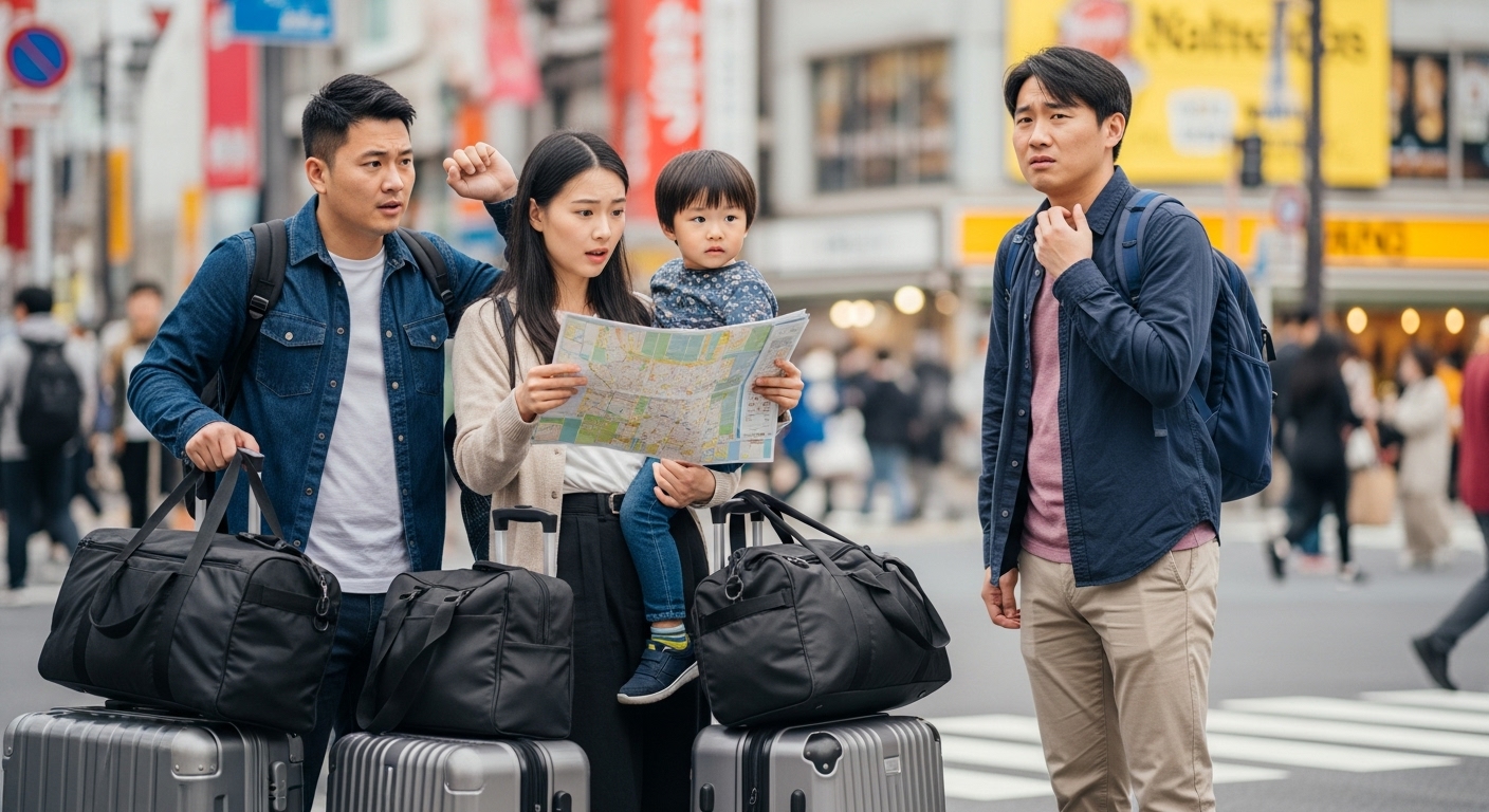 日本語に困惑する海外観光客