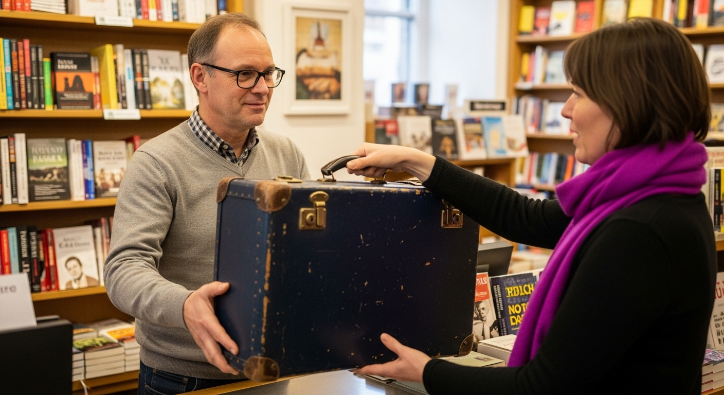 スタッフが荷物を受け取る様子